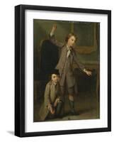 Two Boys of the Nollekens Family, Probably Joseph and John Joseph, Playing at Tops, 1745-Joseph Francis Nollekens-Framed Giclee Print