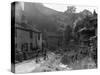 Two boys out on their bicycles near a stream in the Peak District-Staff-Stretched Canvas