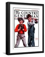 "Two Boys Playing Baseball," Country Gentleman Cover, May 24, 1924-George Brehm-Framed Giclee Print