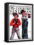 "Two Boys Playing Baseball," Country Gentleman Cover, May 24, 1924-George Brehm-Framed Stretched Canvas