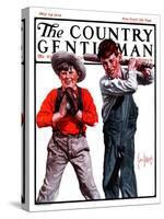 "Two Boys Playing Baseball," Country Gentleman Cover, May 24, 1924-George Brehm-Stretched Canvas