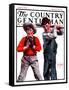 "Two Boys Playing Baseball," Country Gentleman Cover, May 24, 1924-George Brehm-Framed Stretched Canvas