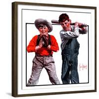 "Two Boys Playing Baseball,"May 24, 1924-George Brehm-Framed Giclee Print