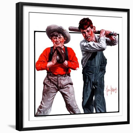 "Two Boys Playing Baseball,"May 24, 1924-George Brehm-Framed Giclee Print