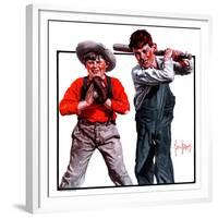 "Two Boys Playing Baseball,"May 24, 1924-George Brehm-Framed Giclee Print