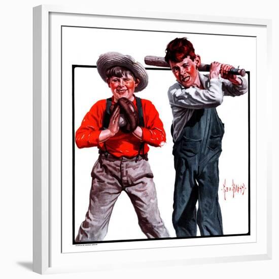 "Two Boys Playing Baseball,"May 24, 1924-George Brehm-Framed Giclee Print