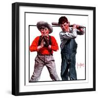 "Two Boys Playing Baseball,"May 24, 1924-George Brehm-Framed Giclee Print