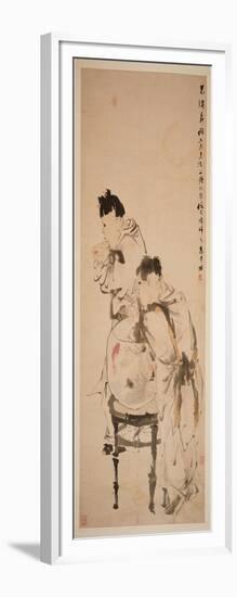 Two Boys Playing with Goldfish, 1879 (Hanging Scroll, Ink and Colour on Paper)-Ren Yi-Framed Giclee Print