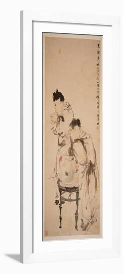 Two Boys Playing with Goldfish, Hanging Scroll, Ink and Colour on Paper, 1879-Wu Changshuo-Framed Premium Giclee Print