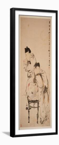 Two Boys Playing with Goldfish, Hanging Scroll, Ink and Colour on Paper, 1879-Wu Changshuo-Framed Premium Giclee Print