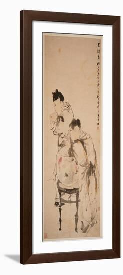 Two Boys Playing with Goldfish, Hanging Scroll, Ink and Colour on Paper, 1879-Wu Changshuo-Framed Giclee Print