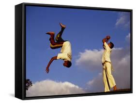 Two Boys Practice Capoeira, the Brazilian Martial Art-Camilla Watson-Framed Stretched Canvas