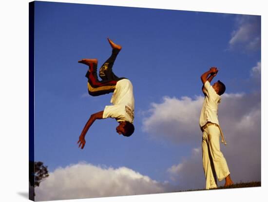 Two Boys Practice Capoeira, the Brazilian Martial Art-Camilla Watson-Stretched Canvas