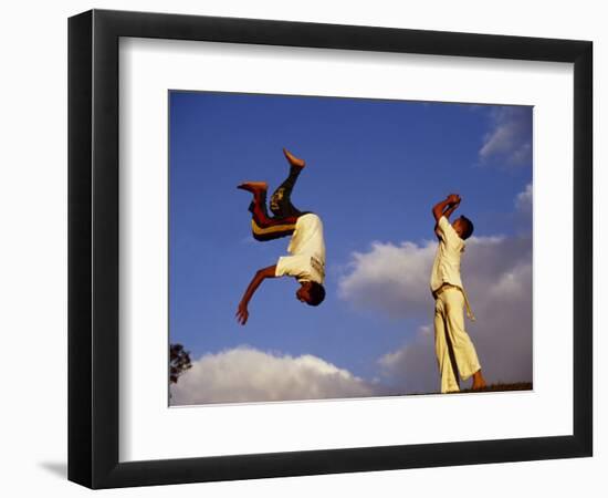 Two Boys Practice Capoeira, the Brazilian Martial Art-Camilla Watson-Framed Photographic Print