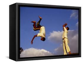 Two Boys Practice Capoeira, the Brazilian Martial Art-Camilla Watson-Framed Stretched Canvas