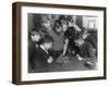 Two Boys Sit for a Game of Chess. Eight Spectators Look On-null-Framed Photographic Print