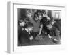 Two Boys Sit for a Game of Chess. Eight Spectators Look On-null-Framed Photographic Print