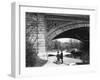 Two Boys Standing under the Ornate Arch of a Bridge in Prospect Park, Brooklyn, Ny-Wallace G^ Levison-Framed Photographic Print