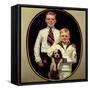 Two Boys with Dog-Norman Rockwell-Framed Stretched Canvas