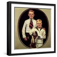 Two Boys with Dog-Norman Rockwell-Framed Giclee Print