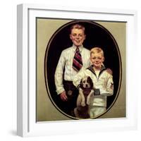 Two Boys with Dog-Norman Rockwell-Framed Giclee Print