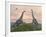 Two Brachiosaurus Dinosaurs Fighting-null-Framed Art Print