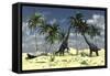 Two Brachiosaurus Dinosaurs Grazing on Trees-null-Framed Stretched Canvas