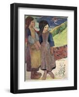 Two Breton Girls by the Sea-Paul Gauguin-Framed Giclee Print