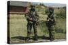 Two British Soldiers in Full NBC Protection Gear-Stocktrek Images-Stretched Canvas