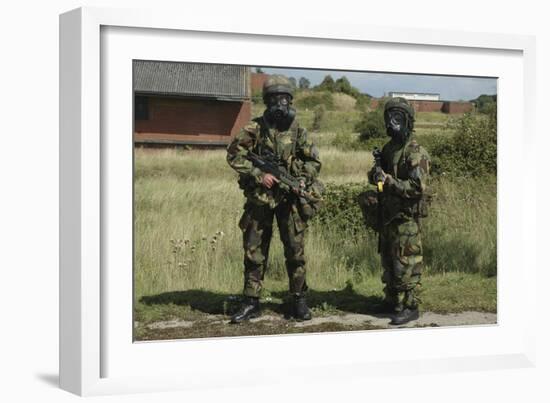 Two British Soldiers in Full NBC Protection Gear-Stocktrek Images-Framed Photographic Print