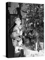 Two Brothers Look at a Christmas Tree in their Living Room in Germany, Ca. 1949-null-Stretched Canvas