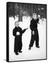 Two Brothers Play in the Snow, Ca. 1950-null-Framed Stretched Canvas