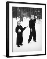 Two Brothers Play in the Snow, Ca. 1950-null-Framed Photographic Print