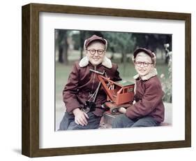 Two Brothers Play with a Buddy L Steam Shovel Toy in Wisconsin, Ca. 1953-null-Framed Photographic Print