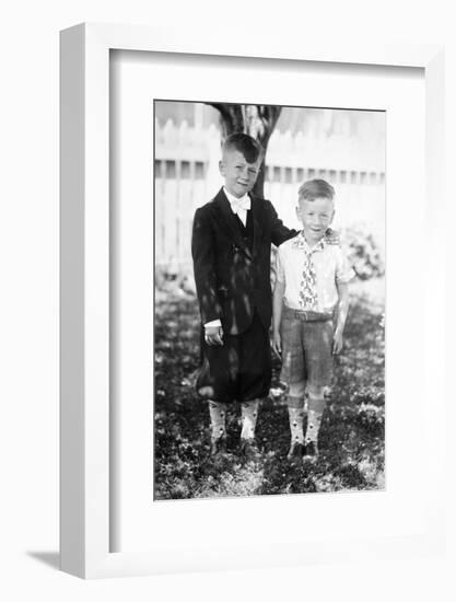 Two Brothers Pose in the Backyard, Ca. 1930-null-Framed Photographic Print