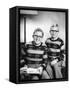 Two Brothers Pose with a Book on their Living Room Couch, Ca. 1953-null-Framed Stretched Canvas