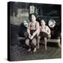 Two Brothers Sit on the Bumper of the Family Mercedes Benz in Germany, Ca. 1949-null-Stretched Canvas