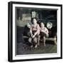 Two Brothers Sit on the Bumper of the Family Mercedes Benz in Germany, Ca. 1949-null-Framed Photographic Print