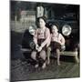 Two Brothers Sit on the Bumper of the Family Mercedes Benz in Germany, Ca. 1949-null-Mounted Photographic Print