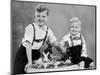 Two Brothers Sit with Easter Decorations, Ca. 1948-null-Mounted Photographic Print