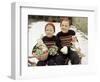 Two Brothers Sit with Easter Decorations Outside in Germany, Ca. 1948-null-Framed Photographic Print