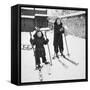 Two Brothers Stand on their Skis in the Snow, Ca. 1950-null-Framed Stretched Canvas