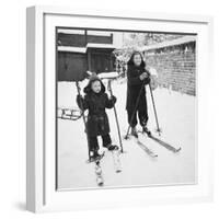 Two Brothers Stand on their Skis in the Snow, Ca. 1950-null-Framed Photographic Print