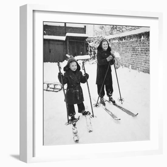 Two Brothers Stand on their Skis in the Snow, Ca. 1950-null-Framed Photographic Print