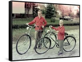 Two Brothers Stand with their New Bikes in Wisconsin, Ca. 1953-null-Framed Stretched Canvas