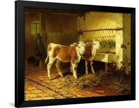 Two Calves in a Barn-Walter Hunt-Framed Giclee Print