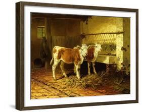 Two Calves in a Barn-Walter Hunt-Framed Giclee Print