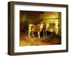 Two Calves in a Barn-Walter Hunt-Framed Giclee Print