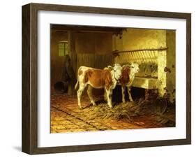 Two Calves in a Barn-Walter Hunt-Framed Giclee Print