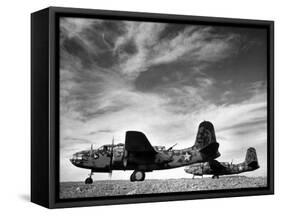 Two Camouflaged A-20 Attack Planes Sitting on Airstrip at American Desert Air Base, WWII-Margaret Bourke-White-Framed Stretched Canvas